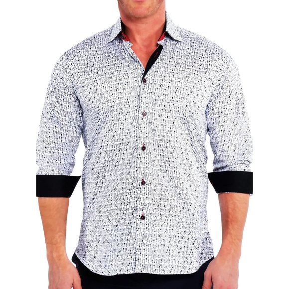 MACEOO Other - MACEOO Fibonacci Drinks Whimsical Fashion Dress Shirt Black & White XL 5 NEW